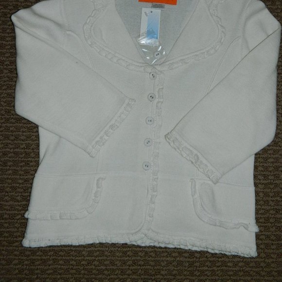 Cynthia Steffe Off White Cropped Ruffled Sweater Jacket, NWT Size 10 - Picture 6 of 12